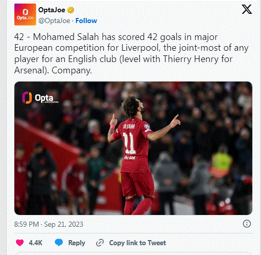 رقم أوروبي وعالمي جديد لـ محمد صلاح .. يتخطى تيري هنري