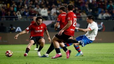 موعد مباراة برشلونة وأوساسونا في الدوري الإسباني والقناة الناقلة ومعلق اللقاء